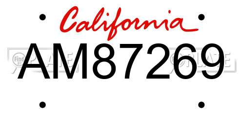 AM87269 California License Plate