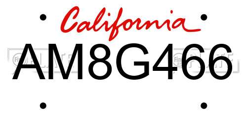 AM8G466 California License Plate