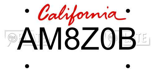 AM8Z0B California License Plate