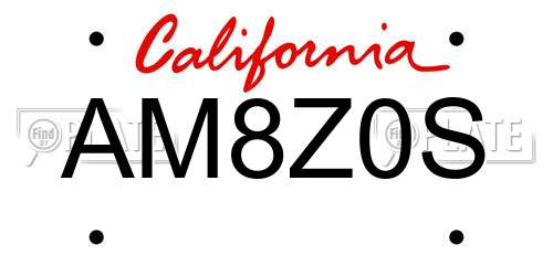 AM8Z0S California License Plate