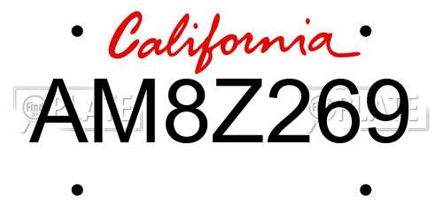AM8Z269 California License Plate