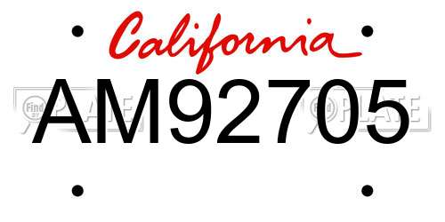 AM92705 California License Plate