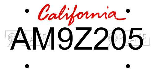 AM9Z205 California License Plate