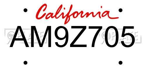 AM9Z705 California License Plate