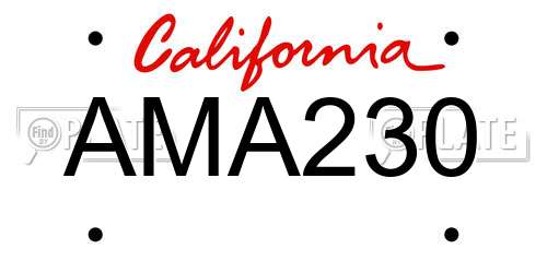 AMA230 California License Plate