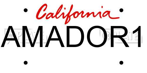 AMADOR1 California License Plate