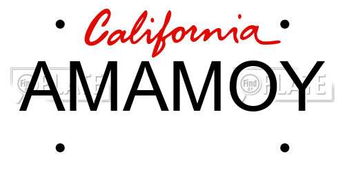 AMAMOY California License Plate