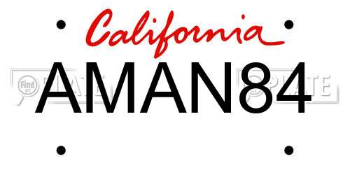 AMAN84 California License Plate