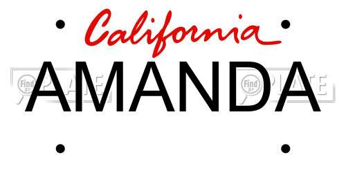 AMANDA California License Plate