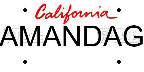 AMANDAG California License Plate