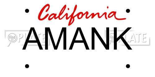 AMANK California License Plate