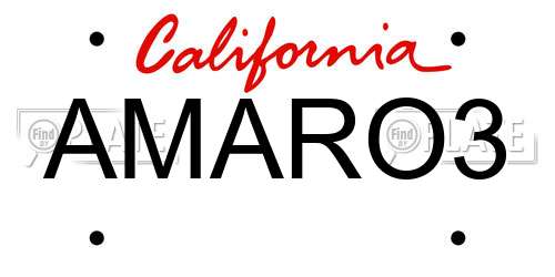 AMARO3 California License Plate