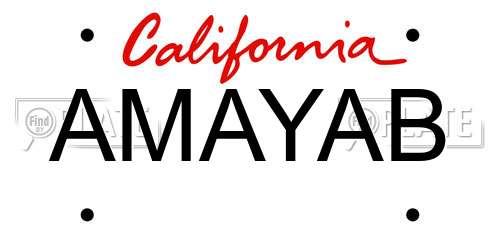 AMAYAB California License Plate