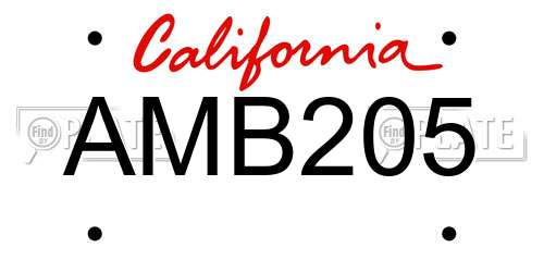 AMB205 California License Plate