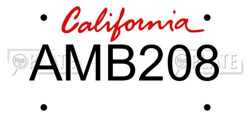 AMB208 California License Plate