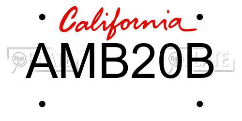 AMB20B California License Plate