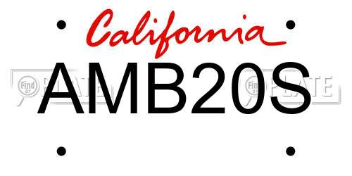 AMB20S California License Plate