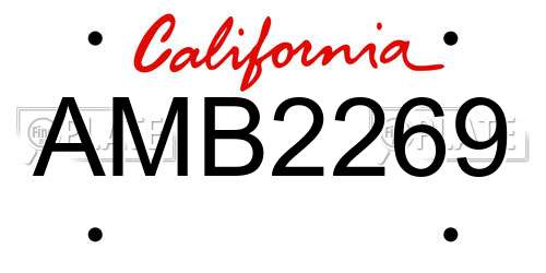 AMB2269 California License Plate