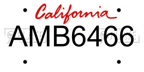 AMB6466 California License Plate