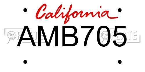 AMB705 California License Plate