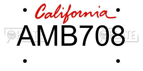 AMB708 California License Plate