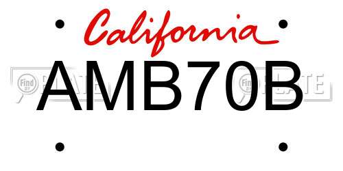 AMB70B California License Plate