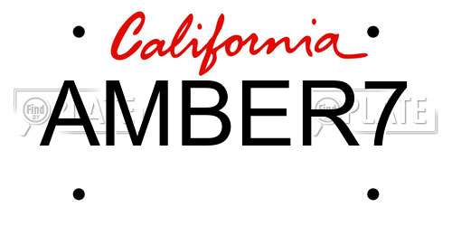 AMBER7 California License Plate