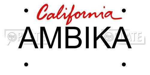 AMBIKA California License Plate