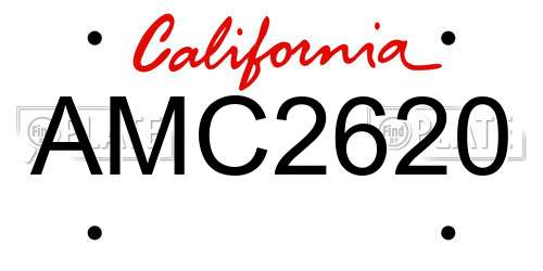 AMC2620 California License Plate