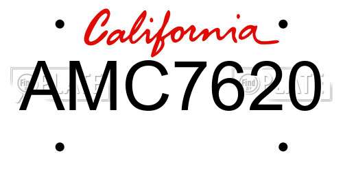 AMC7620 California License Plate