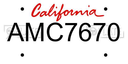 AMC7670 California License Plate