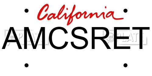 AMCSRET California License Plate