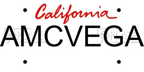 AMCVEGA California License Plate