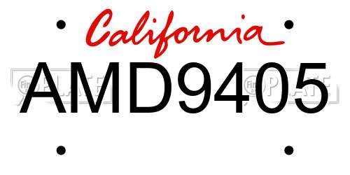 AMD9405 California License Plate
