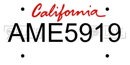 AME5919 California License Plate