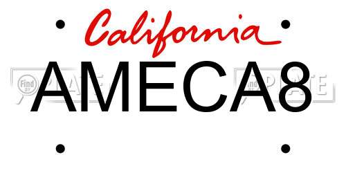 AMECA8 California License Plate