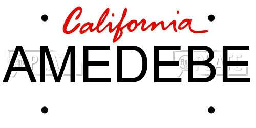 AMEDEBE California License Plate