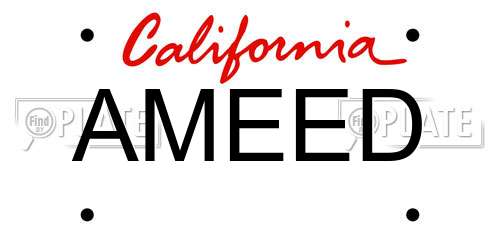 AMEED California License Plate