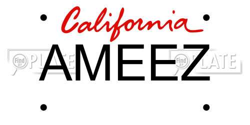 AMEEZ California License Plate