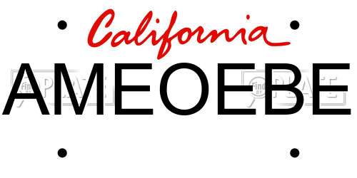 AMEOEBE California License Plate