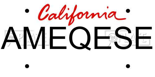 AMEQESE California License Plate