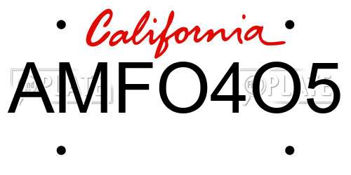 AMFO4O5 California License Plate