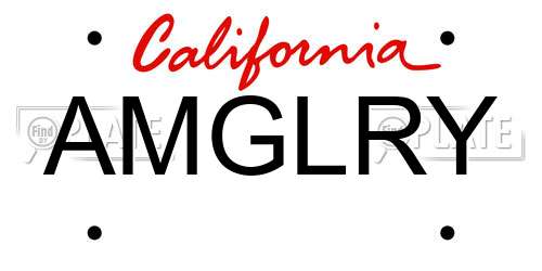AMGLRY California License Plate