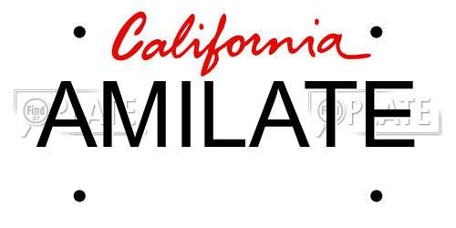 AMILATE California License Plate
