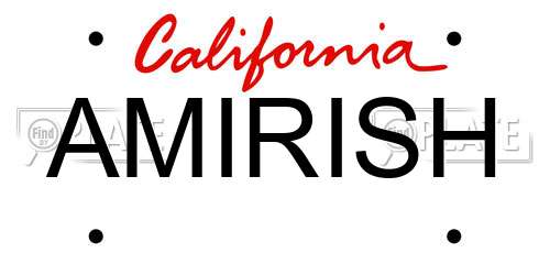 AMIRISH California License Plate