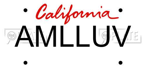 AMLLUV California License Plate