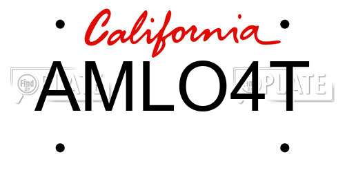 AMLO4T California License Plate
