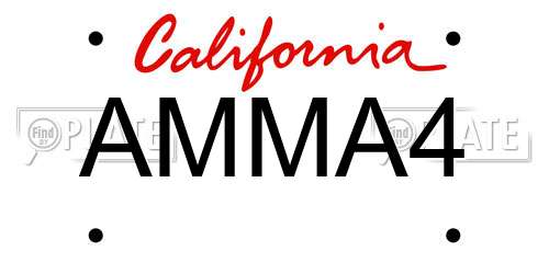 AMMA4 California License Plate