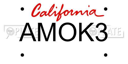 AMOK3 California License Plate