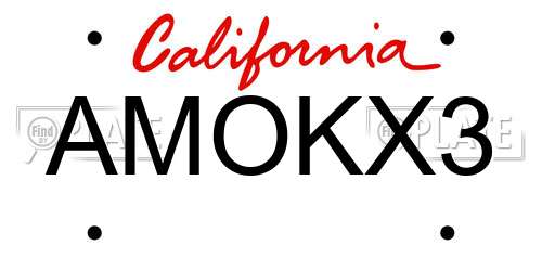 AMOKX3 California License Plate